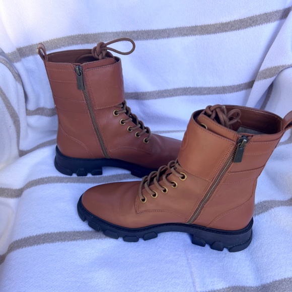 Michael Kors Brown Leather Lace Up Ankle Boots / Booties with Zipper Size 8.5 - Picture 5 of 7